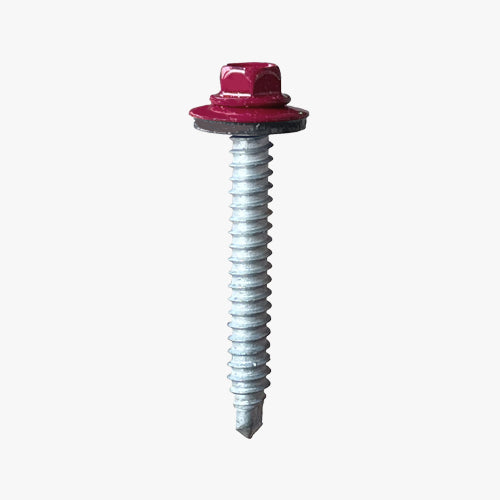 Bi Metallic Hex Head Self Drilling Screws with rubystone painted head