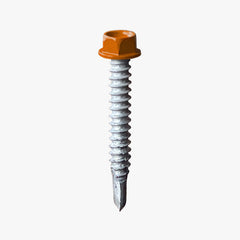Hex Head Self Drilling Façade Screws painted in an orange head finish