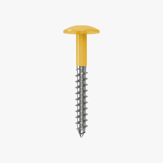 4.8 x 25 x 12mm Low Profile Wood Screw Stainless Steel A2 - RAL 1003 Signal Yellow