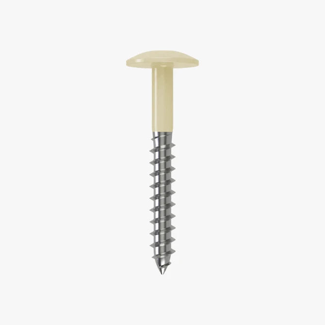 4.8 x 25 x 12mm Low Profile Wood Screw Stainless Steel A2 - RAL 1015 Light Ivory