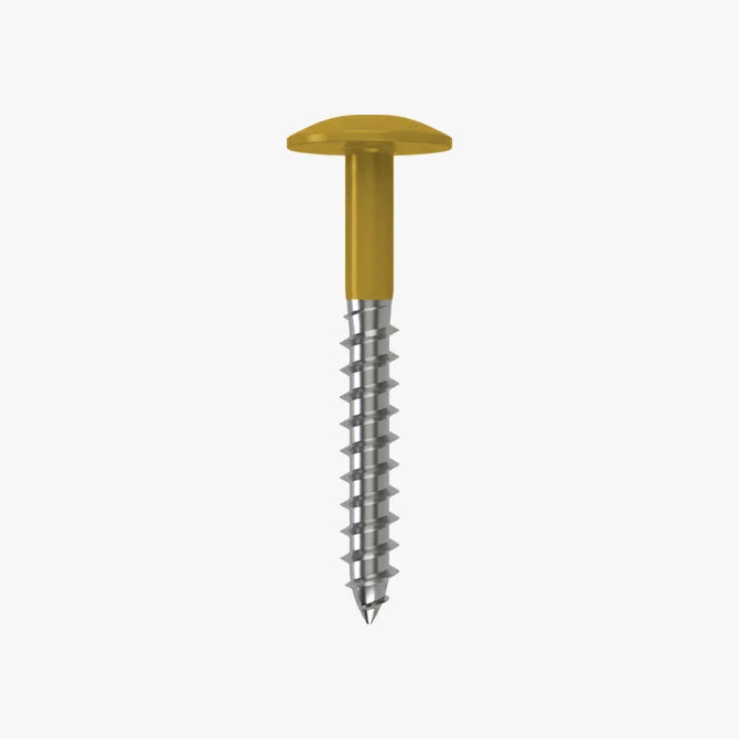 4.8 x 25 x 12mm Low Profile Wood Screw Stainless Steel A2 - RAL 1024 Ochre Yellow