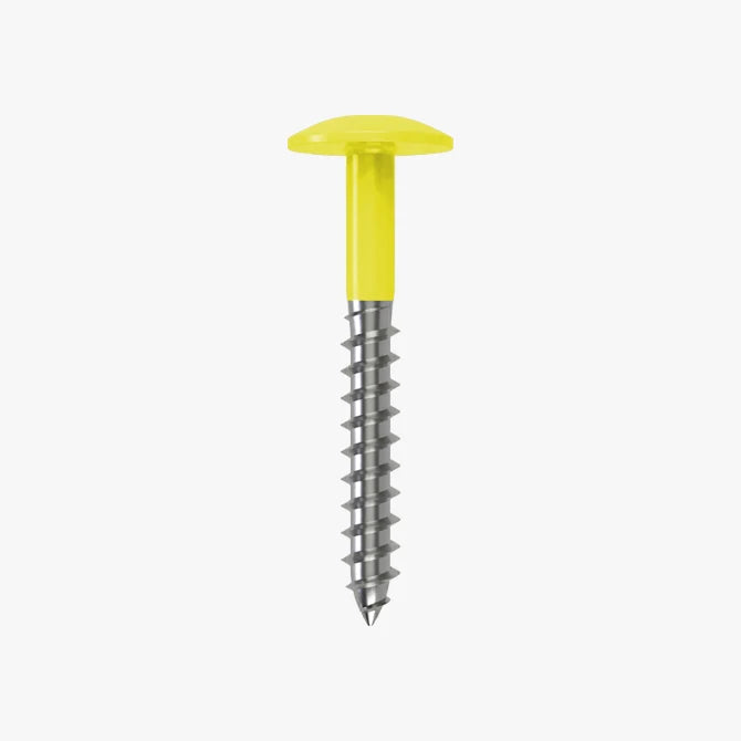 4.8 x 25 x 12mm Low Profile Wood Screw Stainless Steel A2 - RAL 1026 Luminous Yellow