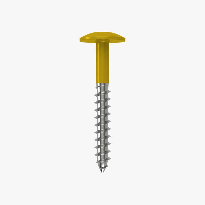 4.8 x 25 x 12mm Low Profile Wood Screw Stainless Steel A2 - RAL 1032 Broom Yellow