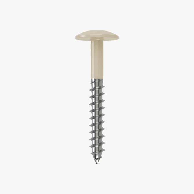 4.8 x 25 x 12mm Low Profile Wood Screw Stainless Steel A2 - RAL 9001 Cream