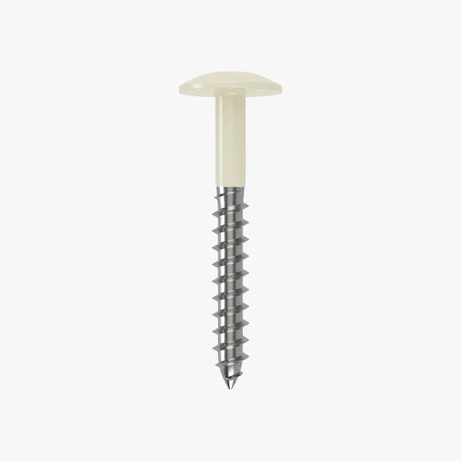 4.8 x 25 x 12mm Low Profile Wood Screw Stainless Steel A2 - RAL 9012 Cleanroom White