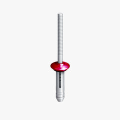 An EJOT bulb tite rivet featuring a metallic pink painted head