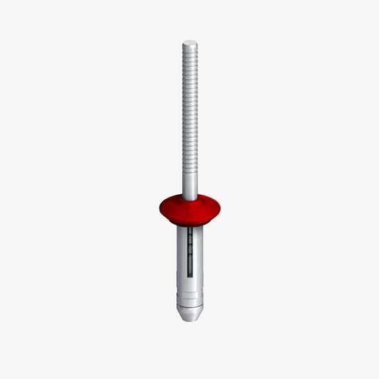 An EJOT bulb tite rivet featuring a red rivet head