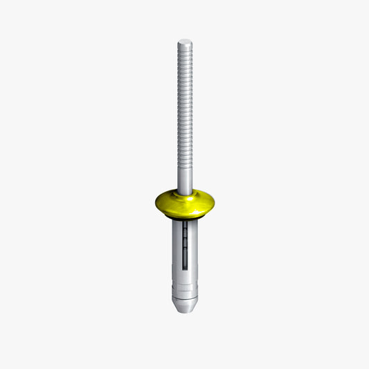 An EJOT bulb tite rivet featuring a yellow rivet head
