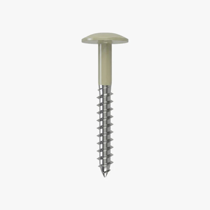 4.8 x 25 x 12mm Low Profile Wood Screw Stainless Steel A2 - RAL 1000 Green Beige