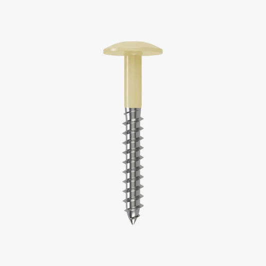 4.8 x 25 x 12mm Low Profile Wood Screw Stainless Steel A2 - RAL 1013 Oyster White