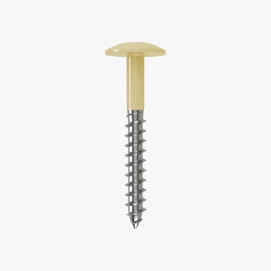 4.8 x 25 x 12mm Low Profile Wood Screw Stainless Steel A2 - RAL 1014 Ivory