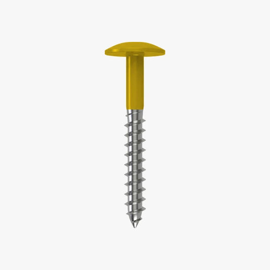 4.8 x 25 x 12mm Low Profile Wood Screw Stainless Steel A2 - RAL 1032 Broom Yellow