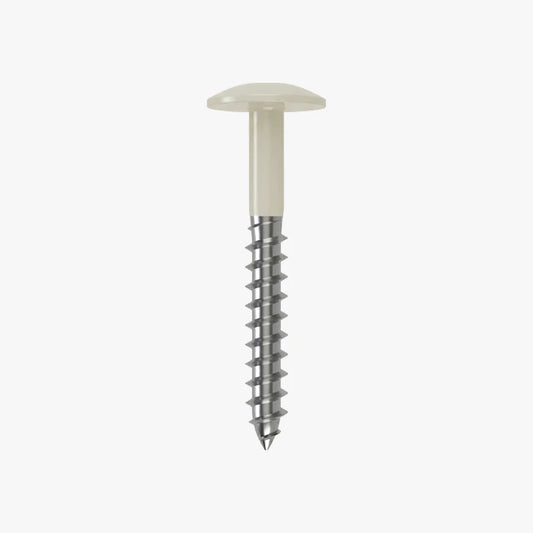 4.8 x 25 x 12mm Low Profile Wood Screw Stainless Steel A2 - RAL 9010 Pure White