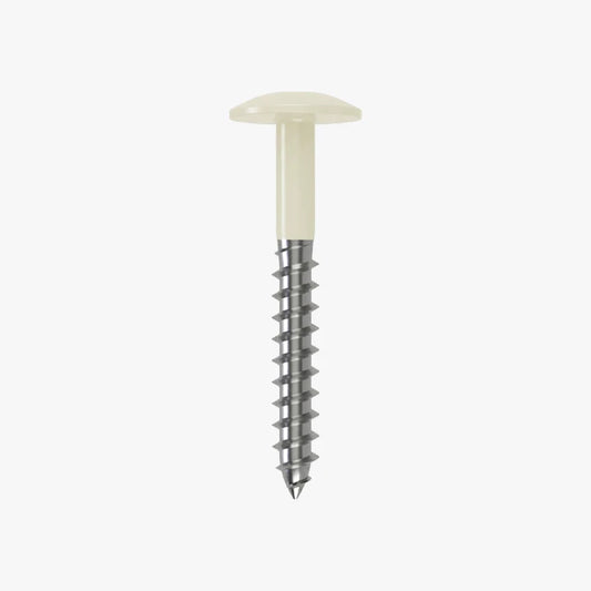4.8 x 25 x 12mm Low Profile Wood Screw Stainless Steel A2 - RAL 9012 Cleanroom White