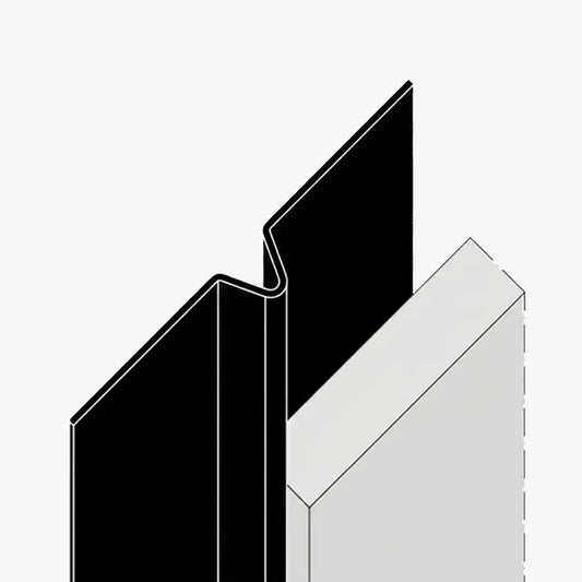 A picture depicting the birds beak joint profile design when used with a cladding panel