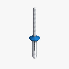An EJOT bulb tite rivet featuring a matte blue rivet head
