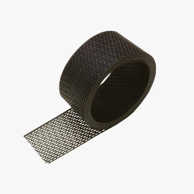 A product photo displaying the roll of PVC ventilation profile strip in black.