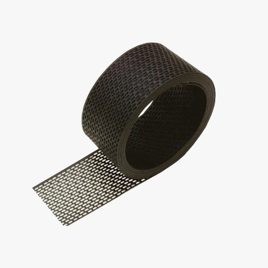 A product photo displaying the roll of PVC ventilation profile strip in black.